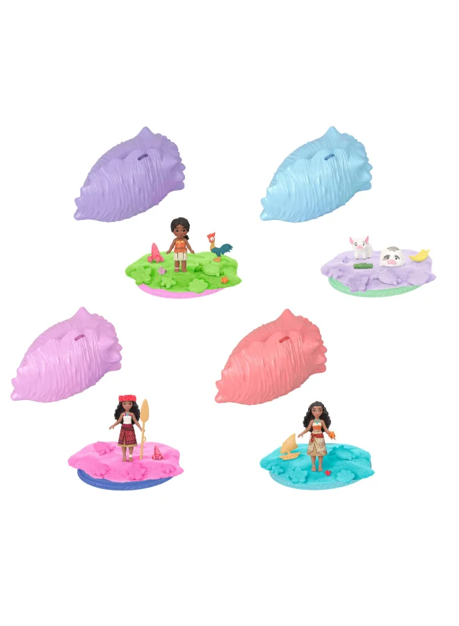 ديزني Moana Surprise Small Doll or Animal Figures with Shell Playset, Moldable Sand & 3 Accessories, Inspired by Movie (Characters May Vary)